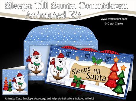 3D Xmas Polar Bear's Pud Sleeps Till Santa Countdown Card