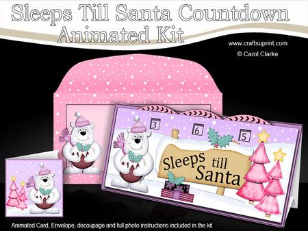 3D Xmas Polar Bear's Pud Sleeps Till Santa Countdown Card
