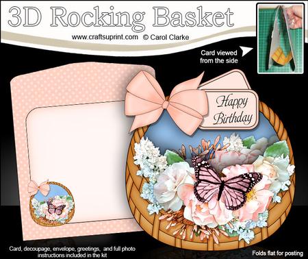 3D Pastel Flowers & Butterflies Rocking Baskets