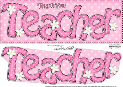 Large Dl Thank You Teacher Flowers Quick Card 3D Decoupag