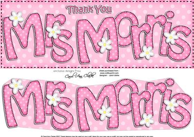 Large Dl Thank You Mrs Morris Flowers Quick Card 3D Decoupag