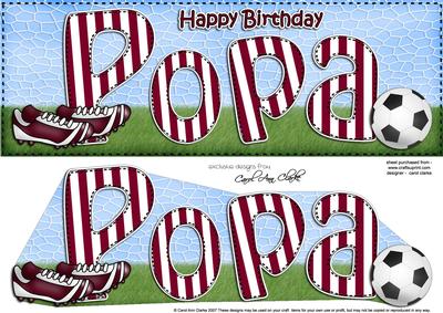 Large Dl Birthday Popa Football Card & 3D Decoupage