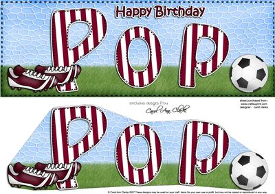 Large Dl Birthday Pop Football Card & 3D Decoupage