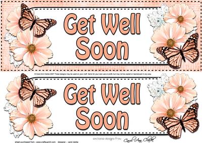 Large Dl Get Well Soon Floral Butterflies 3D Decoupage