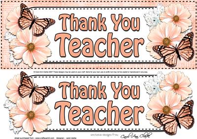 Large Dl Thank You Teacher Floral Butterflies 3D Decoupage