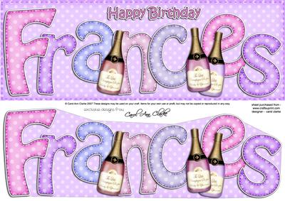 Birthday Frances Champagne Large Dl 3D Decoupage