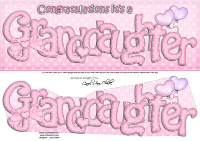 Large Dl Congratulations It's a Granddaughter 3D Decoupage