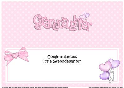 Congratulations It's a Granddaughter Large Dl Insert