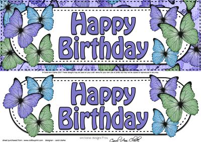 Large Dl Birthday Butterflies Card & 3D Decoupage