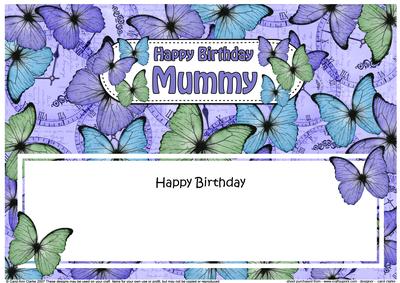 Birthday Mummy Butterflies Large Dl Matching Insert