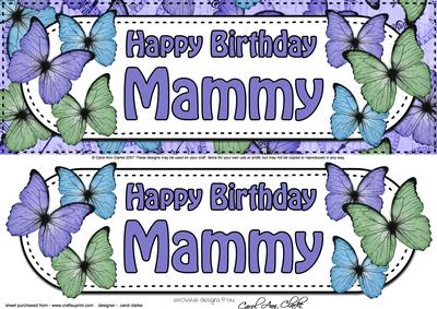 Large Dl Birthday Mammy Butterflies Card & 3D Decoupage