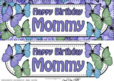 Large Dl Birthday Mommy Butterflies Card & 3D Decoupage