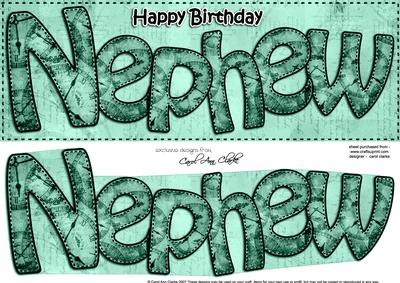Large Dl Birthday Nephew Clocks 3D Decoupage