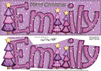 Merry Christmas Emily Xmas Trees Large Dl & 3D Decoupage