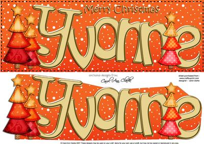 Merry Christmas Yvonne Xmas Trees Large Dl & 3D Decoupage