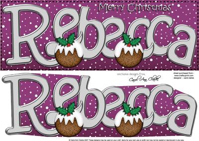 Merry Christmas Rebecca Xmas Puds Large Dl & 3D Decoupage