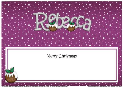 Merry Christmas Rebecca Xmas Puds Matching Large Dl Insert