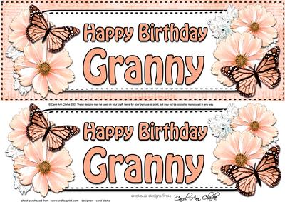 Large Dl Birthday Granny Floral Butterflies 3D Decoupage