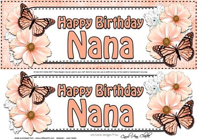 Large Dl Birthday Nana Floral Butterflies 3D Decoupage