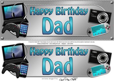 Large Dl Birthday Dad Gadgets & Gizmos 3D Decoupage
