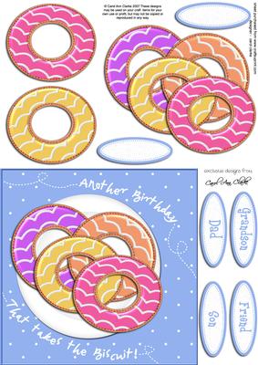Party Rings Biscuits Birthday Quick Card N 3D Decoupage