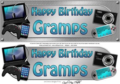 Large Dl Birthday Gramps Gadgets & Gizmos 3D Decoupage
