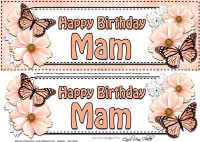 Large Dl Birthday Mam Floral Butterflies 3D Decoupage