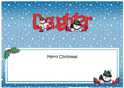 Christmas Daughter with Snowmen Matching Large Dl Insert