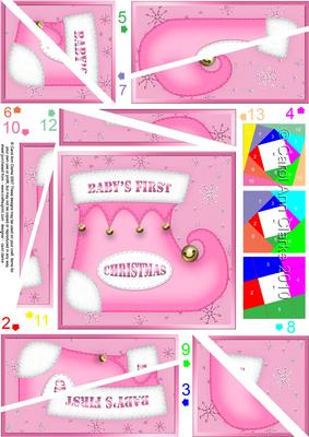 Babys 1st Christmas Stocking Twisted Spiral Side Stacker