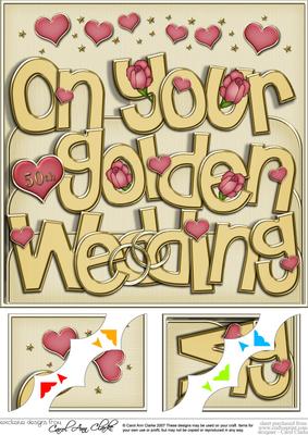 8 x 8 Golden Wedding Anniversary Scalloped Corner Topper