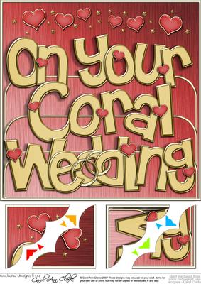 8 x 8 Coral Wedding Anniversary Scalloped Corner Topper