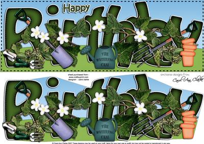 Large Dl Birthday Gardening 3D Decoupage