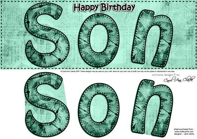 Large Dl Birthday Son Clocks 3D Decoupage