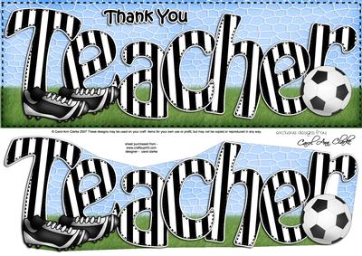 Large Dl Thank You Teacher Football Card & 3D Decoupage