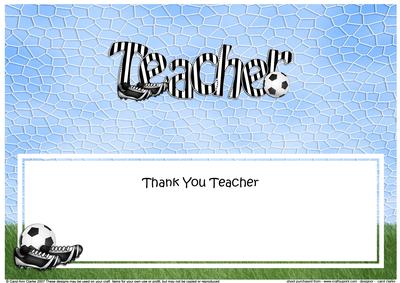 Thank You Teacher Football Matching Large Dl Insert