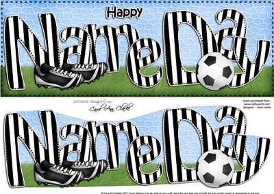 Large Dl Name Day Football Card & 3D Decoupage