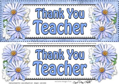 Large Dl Thank You Teacher Daisies Card & 3D Decoupage