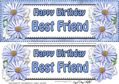 Large Dl Birthday Best Friend Daisies Card & 3D Decoupage