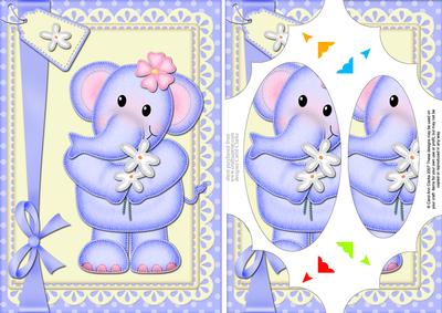 A5 Lola Elephant's Flowers Scallop Corners and Pyramage