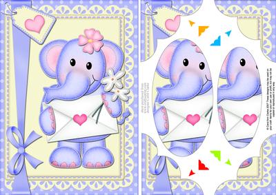 A5 Lola Elephant's Love Letter Scallop Corners and Pyramage