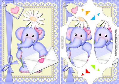 A5 Lola Elephant's Love Letter Scallop Corners and Pyramage