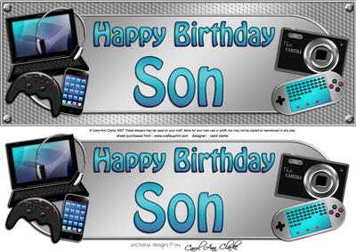 Large Dl Birthday Son Gadgets & Gizmos 3D Decoupage