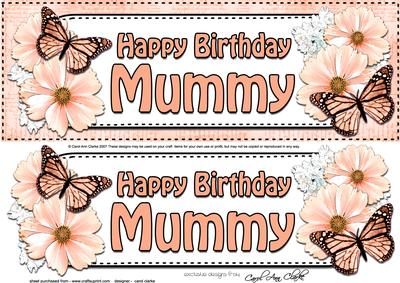 Large Dl Birthday Mummy Floral Butterflies 3D Decoupage