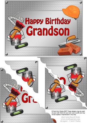 5x7 Handyman Tools Birthday Grandson Scallop Corner