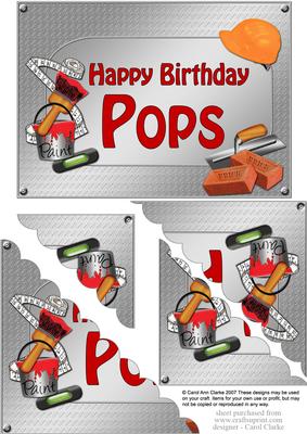 5x7 Handyman Tools Birthday Pops Scallop Corner