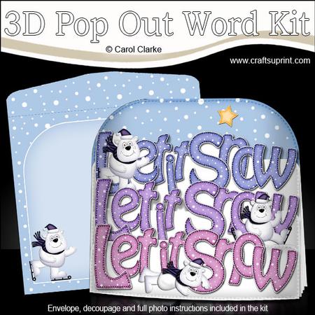 Let It Snow Polar Bears Pop Out Xmas Word Card