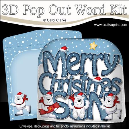 Merry Christmas Son Polar Bears Pop Out Xmas Word Card