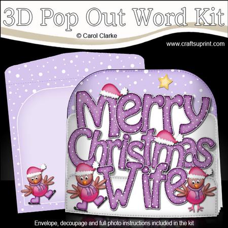 Merry Christmas Wife Robin Pop Out Xmas Word Card