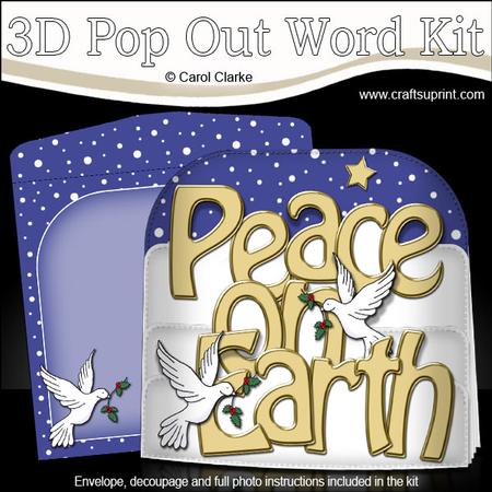 Peace on Earth Doves Pop Out Xmas Word Card