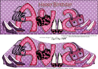 Large Dl Birthday Ava Shoes & Handbags 3D Decoupage